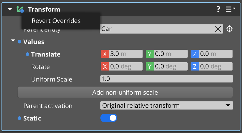 Reverting a component added as an override.