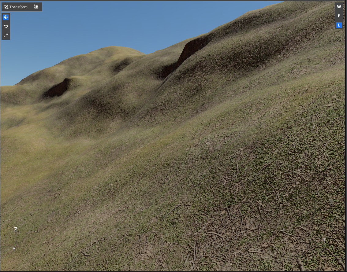 Terrain covered with a single default surface material.