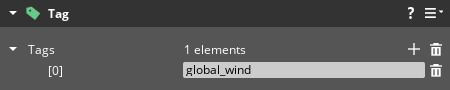 PhysX Wind Configuration tag component setup.