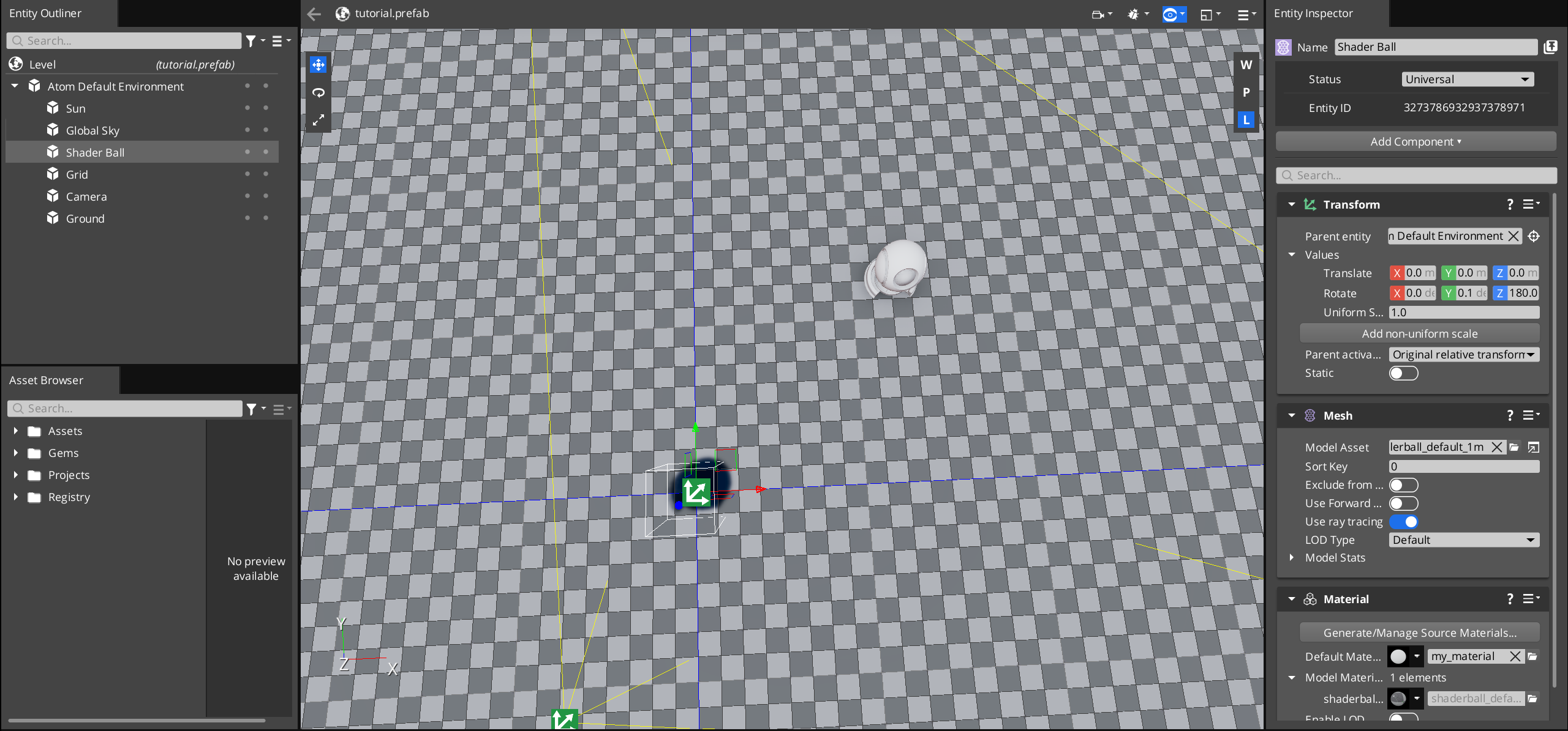 The shader ball in the Editor, after using the offset from the adjustable properties in the Material Editor.