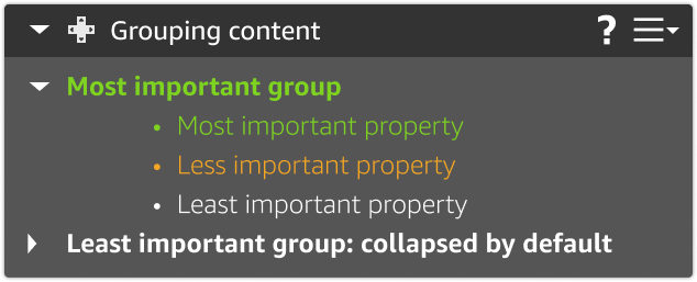 Grouping content in a card component