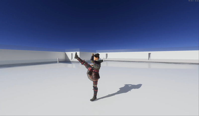 Screenshot of Rin kicking