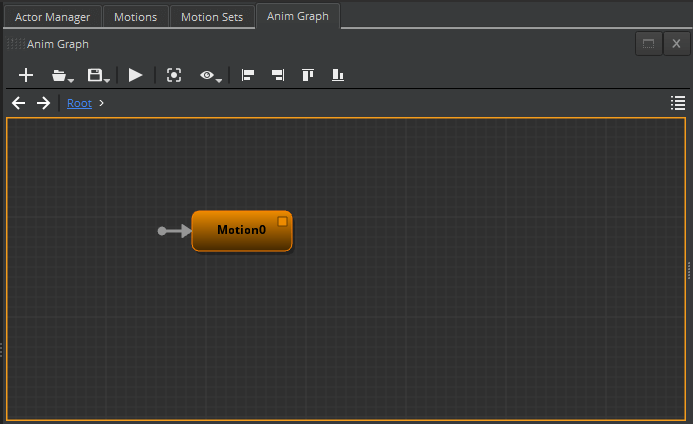 Anim Graph tab in the middle pane of the Animation Editor.
