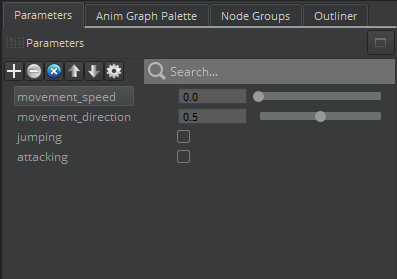 Create parameters for an animation graph in the Animation Editor.