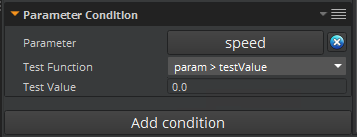 Add parameter conditions to specify when the character starts moving.