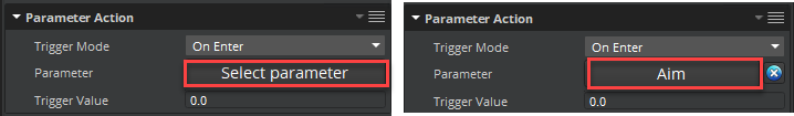 Choose Select parameter and select a parameter. The parameter name replaces the text in the Select parameter box.