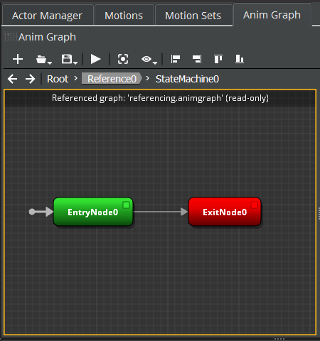 Referenced anim graphs in the Animation Editor are read-only.