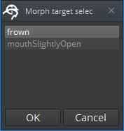 Morph target selection window to import a morph target.