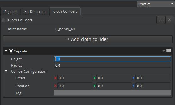 Adjust cloth collider added to character.