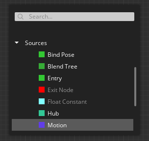 Add a Motion node to the animation graph from the context menu or the Node Palette in the Animation Editor