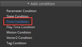 Add a Time Condition from the Attributes pane in the Animation Editor