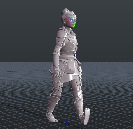 Figure of Rin in the Animation Editor with a rotated foot.