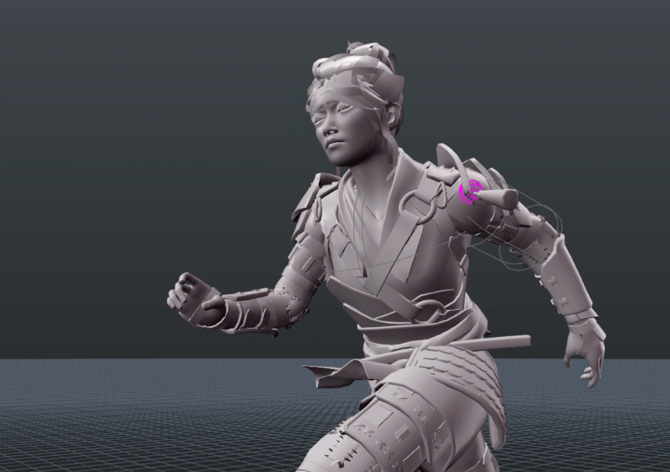 Slow down the animation to see how the simulated object moves with the actor.