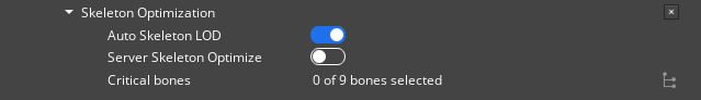 The Scene Settings Actors tab Skeleton optimization modifier.