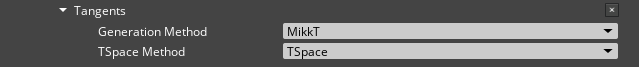 The Scene Settings Meshes tab Tangents modifier.