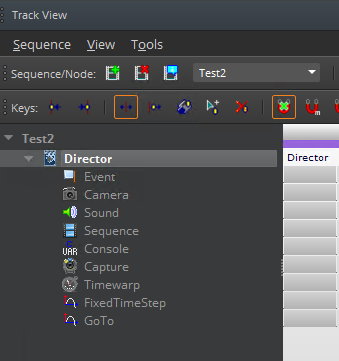 Add the Director node in the Track View to manage your track view sequence.