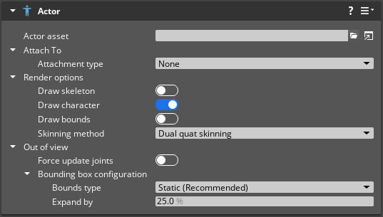 Actor component properties.