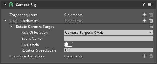 Rotate camera target properties
