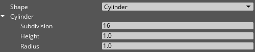 PhysX Primitive Collider component interface, Cylinder.
