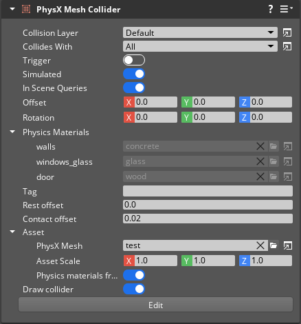 PhysX Mesh Collider component interface.