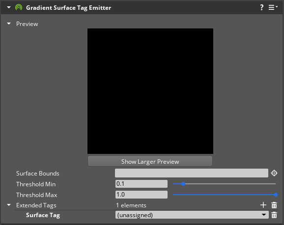 Gradient Surface Tag Emitter component properties