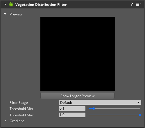 Vegetation Distribution Filter component properties