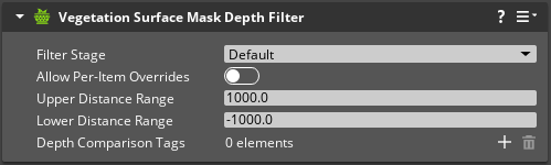 Vegetation Surface Mask Depth Filter component properties