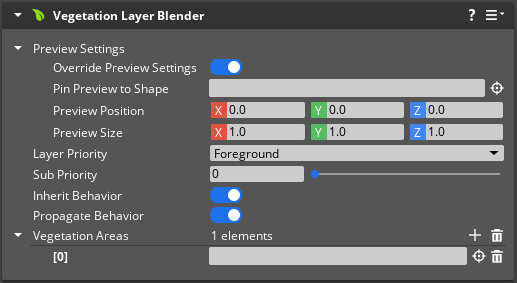 Vegetation Layer Blender component properties