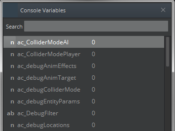 View console variables in the console window.