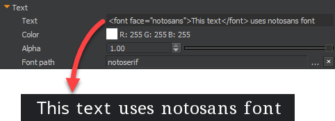 Example that uses a Text component to add different fonts in the UI Editor.