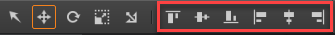 The alignment tools are on the UI Editor’s toolbar.