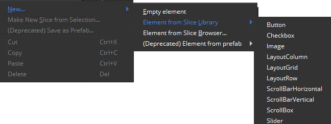 Create a new element from a slice library in the UI Editor