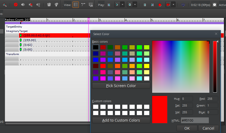 Color picker in Track View