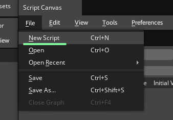 Choose File, New Function in the Script Canvas Editor to start a new Script Canvas function.