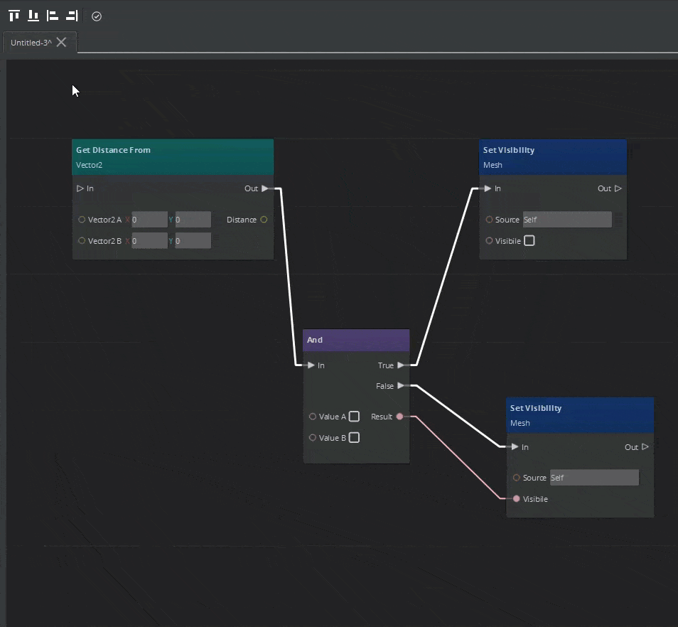 Aligning nodes to the bottom in the Script Canvas Editor using icon.
