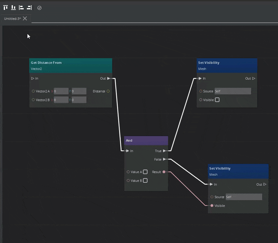 Aligning nodes to the left in the Script Canvas Editor using icon.