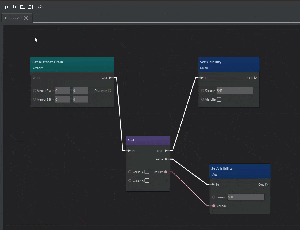 Aligning nodes to the top in the Script Canvas Editor using icon.