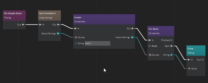 Selecting all nodes connected to the input and output pins of a node in the Script Canvas Editor.
