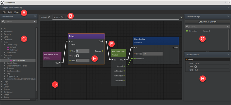 Use the Script Canvas Editor in O3DE to create connections for nodes.